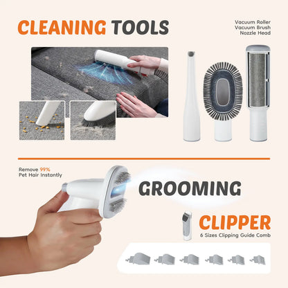 Professional Dog Grooming Clippers Kit with 2.5L Cup, Cordless Clippers, 5 Groomer Tools, 3 Suction Modes, Low Noise Pet Hair Trimmer For, Easy to Clean