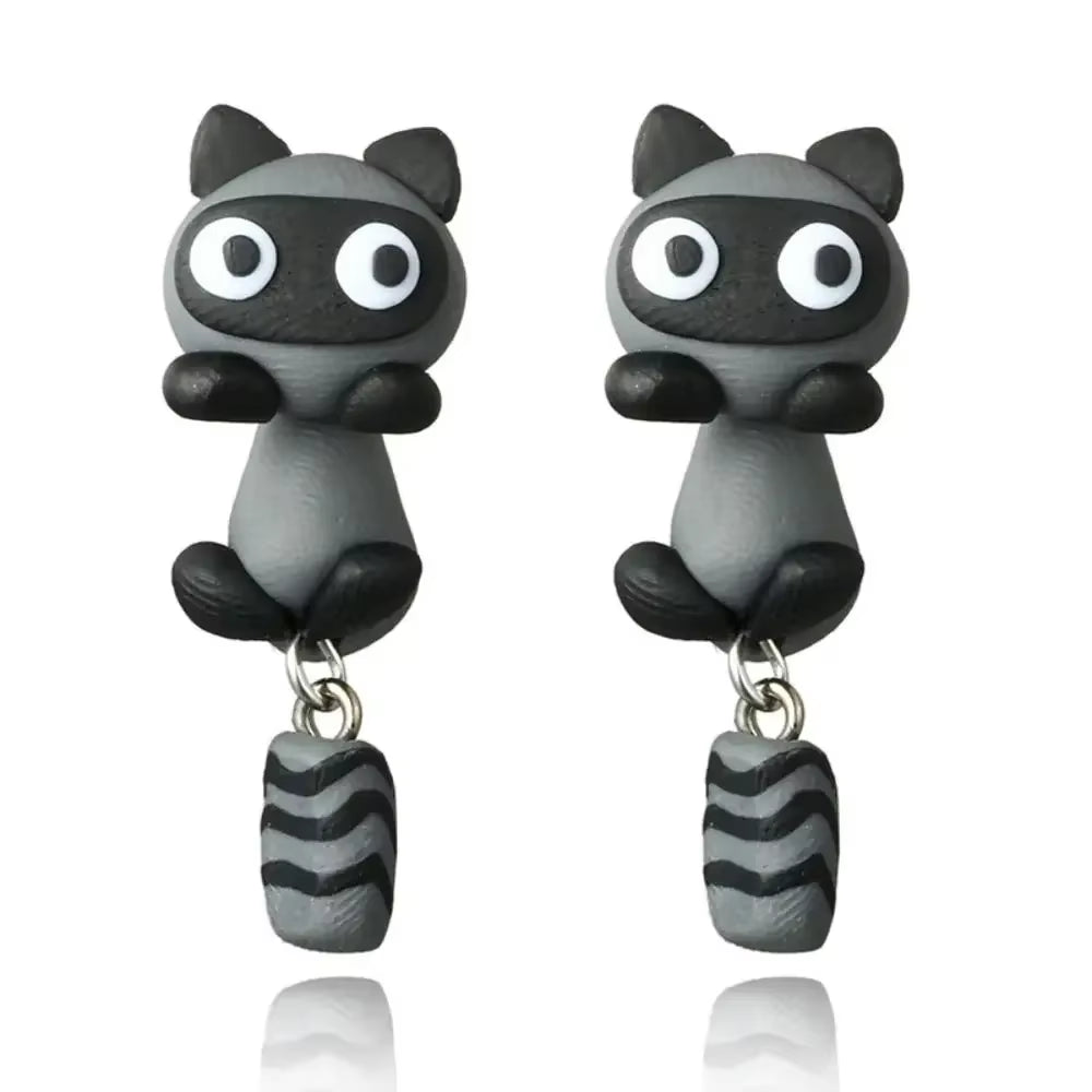 Temperament Fashion Design Party Carrot Raccoon Women Jewelry Korean Earrings Cartoon Stud Earrings 3D Animal Earring
