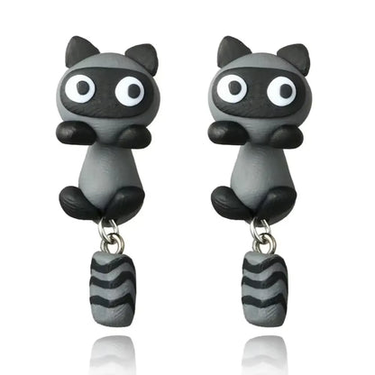 Temperament Fashion Design Party Carrot Raccoon Women Jewelry Korean Earrings Cartoon Stud Earrings 3D Animal Earring