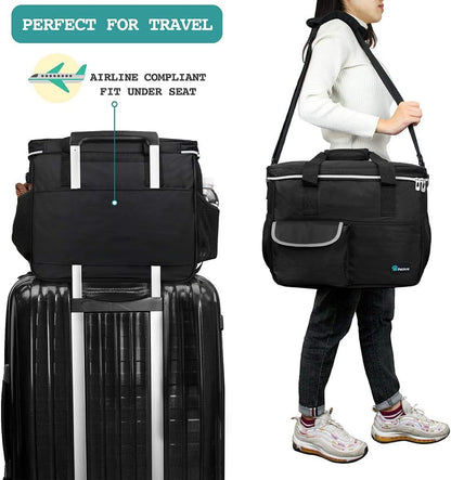 Dog Travel Bag Organizer, Pet Supplies Tote Diaper Bag, Black Medium