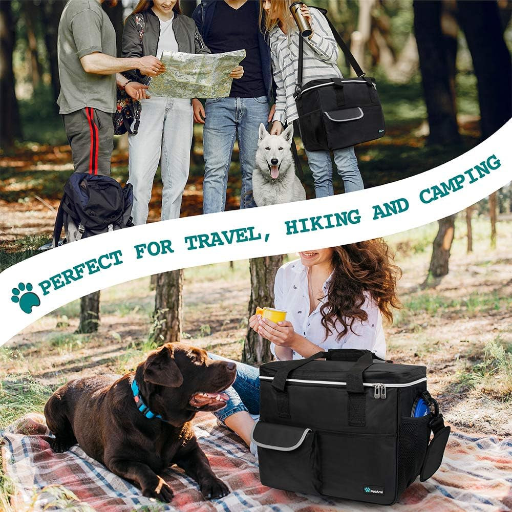 Dog Travel Bag Organizer, Pet Supplies Tote Diaper Bag, Black Medium