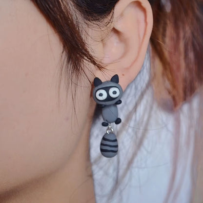 Temperament Fashion Design Party Carrot Raccoon Women Jewelry Korean Earrings Cartoon Stud Earrings 3D Animal Earring