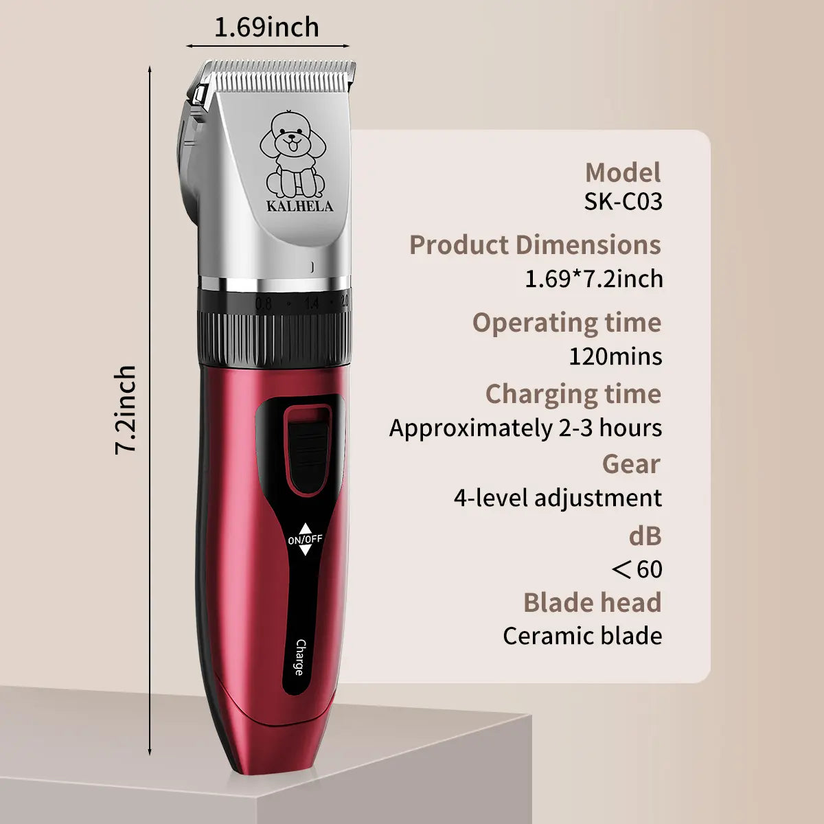 KALHELA Pet Grooming Set, Cordless Pet Scissors for Pet Grooming, Pet Hair Trimmer for Grooming, Ceramic Blade, 4 Guide Combs, Rechargeable Cat & Pet Trimmer