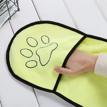 Quick-Dry Pet Bath Towel with Hand Pockets