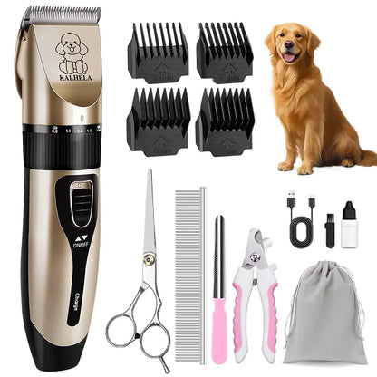 KALHELA Pet Grooming Set, Cordless Pet Scissors for Pet Grooming, Pet Hair Trimmer for Grooming, Ceramic Blade, 4 Guide Combs, Rechargeable Cat & Pet Trimmer