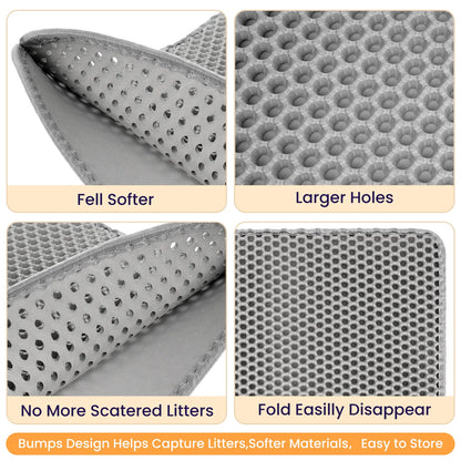 Soft Leakproof EVA Cat Litter Mat, Double-Layer Honeycomb Design Trapper, Easy-Clean Floor Protection Accessory for Cat Litter Boxes #Summervibes #Petlovers
