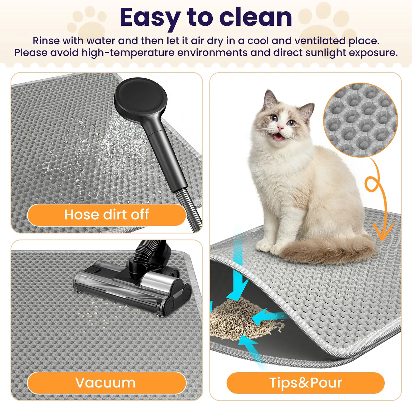 Soft Leakproof EVA Cat Litter Mat, Double-Layer Honeycomb Design Trapper, Easy-Clean Floor Protection Accessory for Cat Litter Boxes #Summervibes #Petlovers