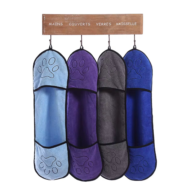 Quick-Dry Pet Bath Towel with Hand Pockets
