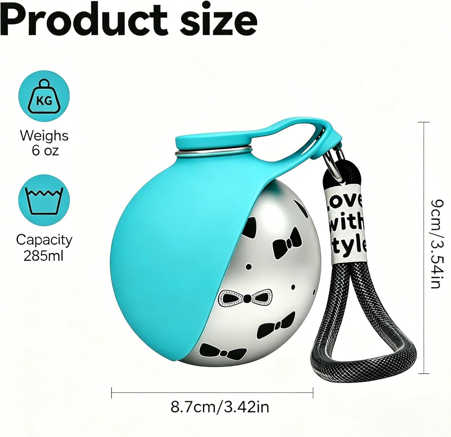 Stay Hydrated On-the-Go: 2-in-1 Portable Dog Water Bottle & Bowl - 10oz Stainless Steel Dispenser with No-Spill Design for Small to Medium Dogs (Blue A)