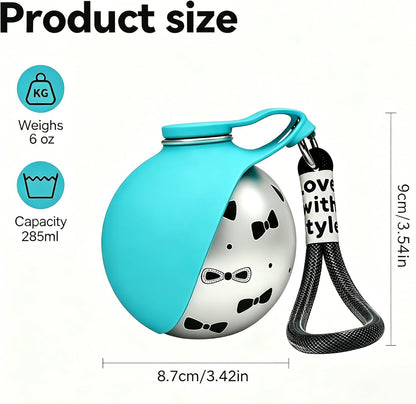 Stay Hydrated On-the-Go: 2-in-1 Portable Dog Water Bottle & Bowl - 10oz Stainless Steel Dispenser with No-Spill Design for Small to Medium Dogs (Blue A)