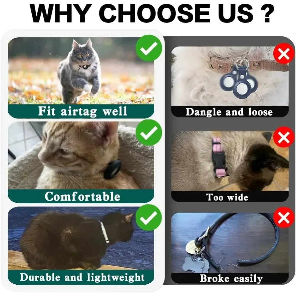 Cute Cat Collar Airtag Breakaway Reflective Kitten Collar with Bell for Apple Air Tag Holder Bell Nylon Silicone Collar for Cats (No Airtag)