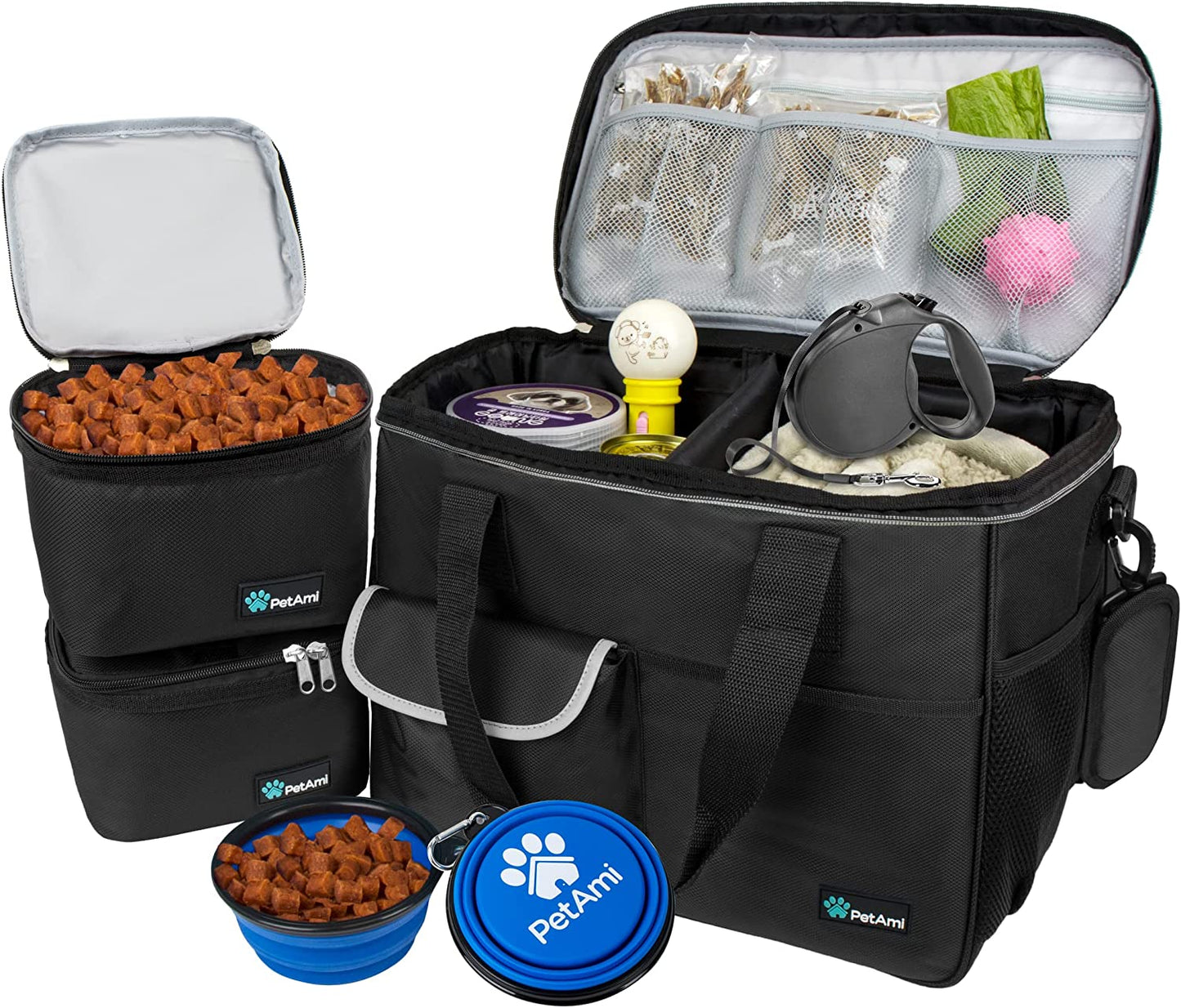 Dog Travel Bag Organizer, Pet Supplies Tote Diaper Bag, Black Medium
