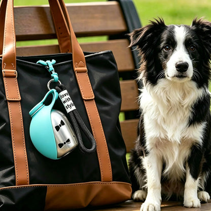 Stay Hydrated On-the-Go: 2-in-1 Portable Dog Water Bottle & Bowl - 10oz Stainless Steel Dispenser with No-Spill Design for Small to Medium Dogs (Blue A)