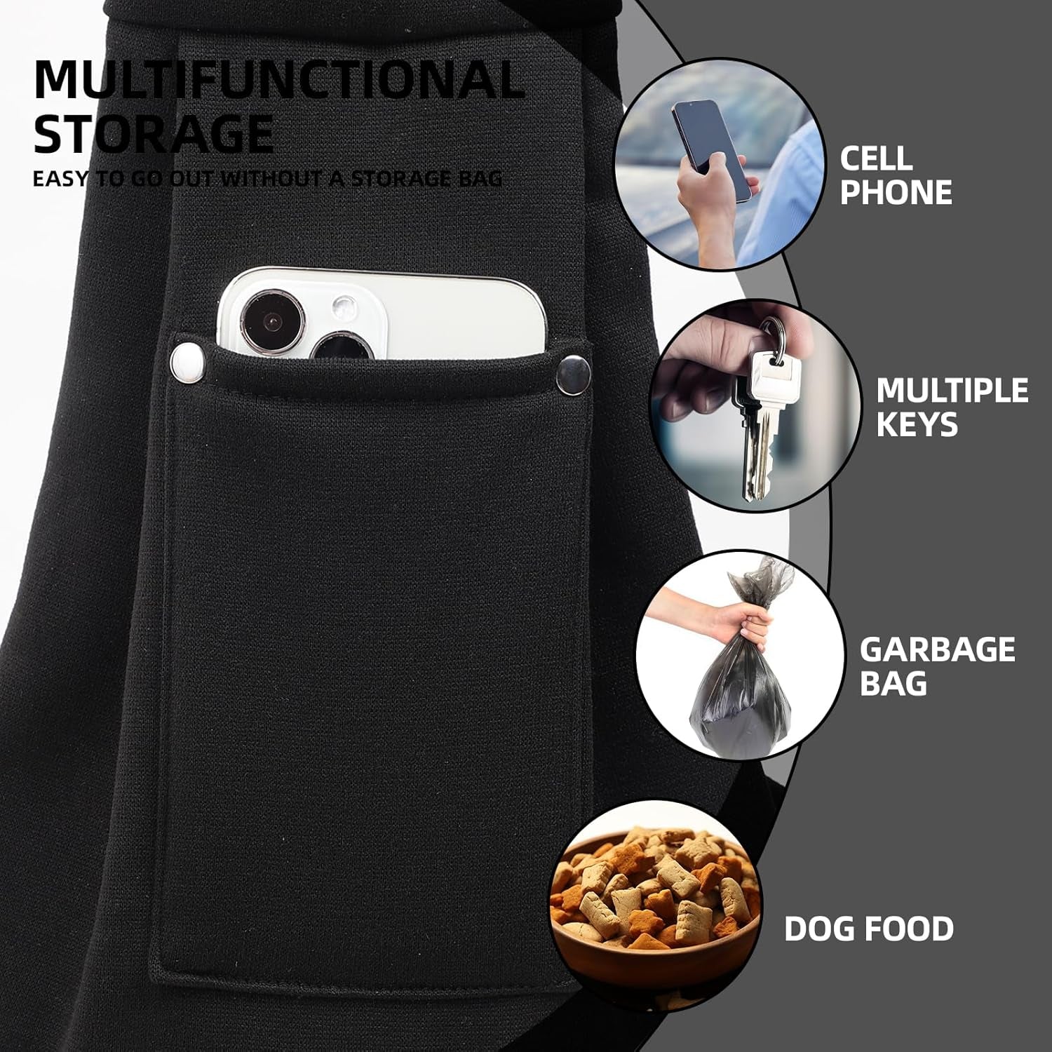Dog Carrier Sling - Reversible Puppy Carrier Purse with Storage Pocket, Hand-Free Dog Sling Carrier for Carry Small Dogs and Cats, Travel Safety Harness, Dog and Cat Harness