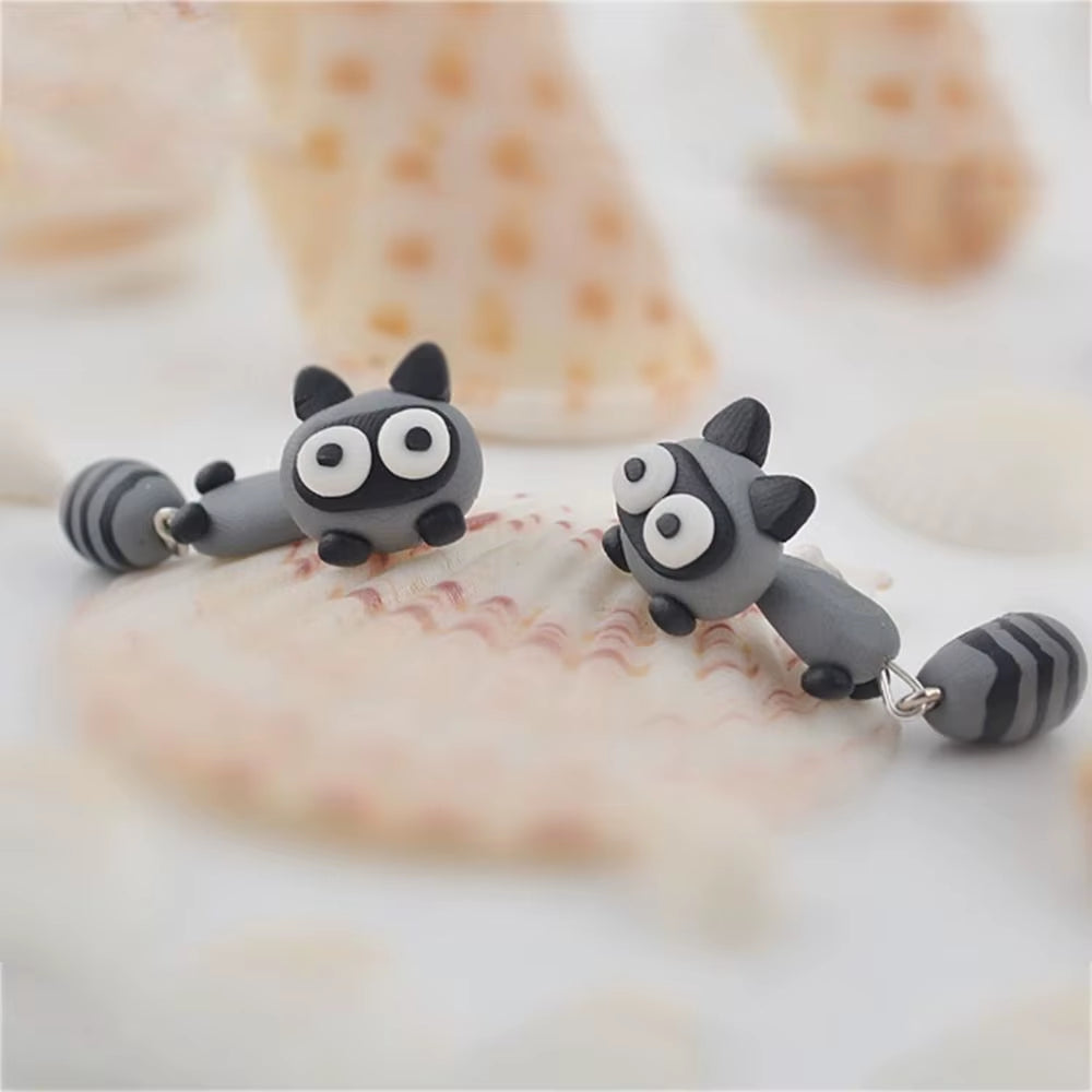 Temperament Fashion Design Party Carrot Raccoon Women Jewelry Korean Earrings Cartoon Stud Earrings 3D Animal Earring