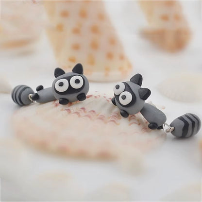 Temperament Fashion Design Party Carrot Raccoon Women Jewelry Korean Earrings Cartoon Stud Earrings 3D Animal Earring