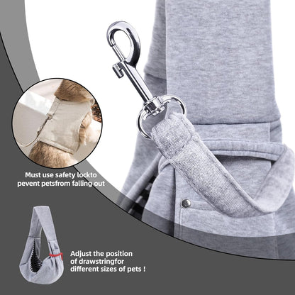 Dog Carrier Sling - Reversible Puppy Carrier Purse with Storage Pocket, Hand-Free Dog Sling Carrier for Carry Small Dogs and Cats, Travel Safety Harness, Dog and Cat Harness