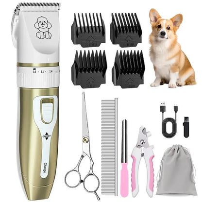 KALHELA Pet Grooming Set, Cordless Pet Scissors for Pet Grooming, Pet Hair Trimmer for Grooming, Ceramic Blade, 4 Guide Combs, Rechargeable Cat & Pet Trimmer