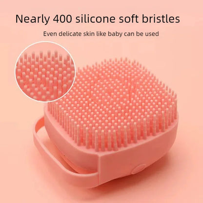 Dog Bathing Brush Pet Massage Brush Shampoo Dispenser Soft Silicone Brush Rubber Bristle for Dogs and Cats Shower Grooming Tool