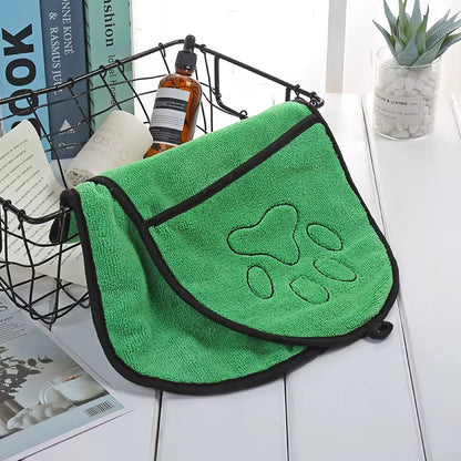Quick-Dry Pet Bath Towel with Hand Pockets